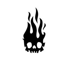 Fiery skull logo, bold and intense. Perfect for rock, gaming, or extreme sports branding. Strong symbol of passion, danger, and rebellion.