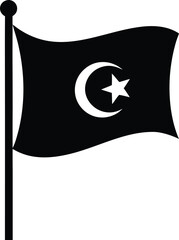 Islamic flag with crescent moon and star symbol