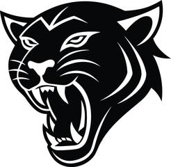 Roaring jaguar head logo outline style design
