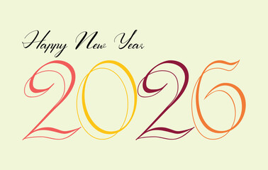 

Modern Happy New Year 2026 Vector Illustration, High Resolution Vector art, Stylish, Elegant, Simple,