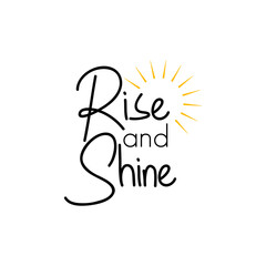 Inspirational rise and shine text with a radiant sun graphic perfect for morning motivation