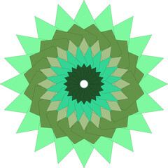 Geometric Green Tones Starburst Design Modern and Abstract Graphic Element