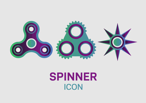 This image features a vibrant collection of spinner icons, showcasing three unique designs that are perfect for modern digital graphics or motion animation projects.