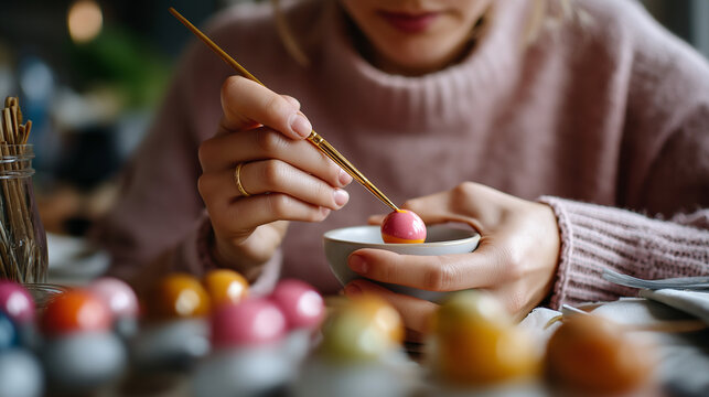 Adult learning ceramics glazing techniques, color tests pinned, self care, crafts, pottery glaze, creativity, workshop, concentration, with copy space - Powered by Adobe