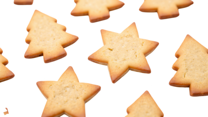 Delicious cookies shaped like stars and Christmas trees, perfect for festive celebrations and gatherings