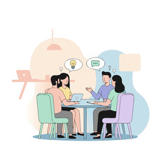 Diverse Team Collaborating Successfully Around a Table Illustrating Ideas and Communication in a Modern Office Setting with Pastel Colors