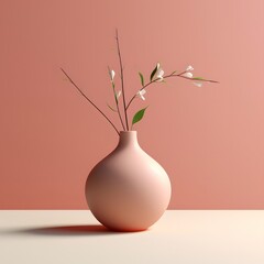 flower in a vase, minimal style, isolated background.