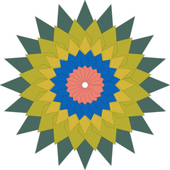 Geometric Mandala Design with Colorful Layers and Radial Symmetry Illustration