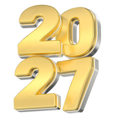 Obraz premium Premium 2027 digits in shining gold and silver metallic finish, representing success and upcoming future.