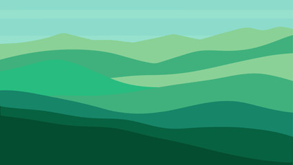 Green layered hills landscape illustration