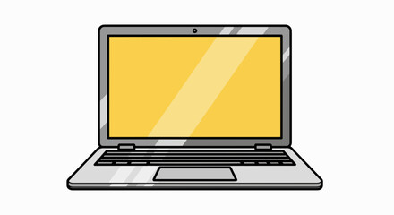 Sleek Laptop Computer with Blank Yellow Screen Illustration