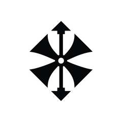 Abstract Arrow Symbol, Isolated Icon with Sharp Points, Four Directions, Transparent