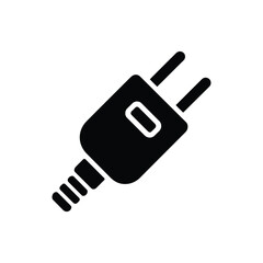 Black Electrical Plug Silhouette Icon on Transparent Background for Design