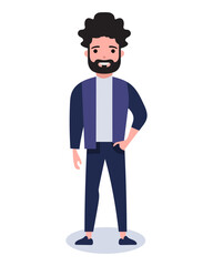 Modern man in casual outfit standing with confidence isolated vector art illustration