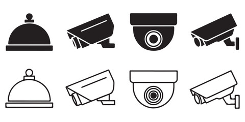 security camera icons silhouette © MSTROUJATOUS