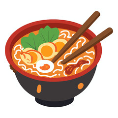 A tiny bowl of ramen with blushing narutomaki and happy chopsticks | kawaii cartoon style | warm pastel tones | soft hand-drawn textures | smiling steam clouds | cute and cozy mood