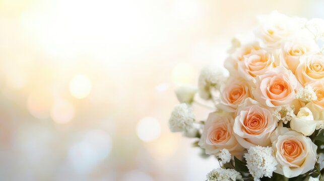 Chic white and peach rose bouquet with delicate blooms for events