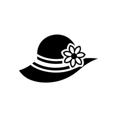 Black hat with flower decoration vector graphic on transparent background
