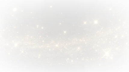 Gold shine sparkle glitter wave light particles on a transparent background. Golden glowing dust texture with bright luxury glow, radiant luminous holiday magic celebration overlay