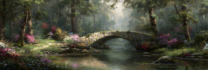 Tranquil Stone Bridge Amidt Verdant Wilderness: A Hiden Natural Sanctuary