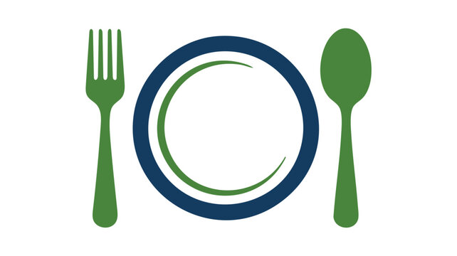Dining cutlery plate icon logo