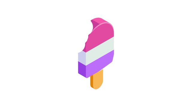 Isometric popsicle icon animation, a refreshing summer treat, perfect for hot sunny days