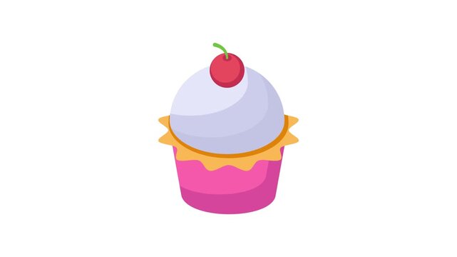 Grab this carefully crafted icon animation of cupcake, birthday cake isometric vector design