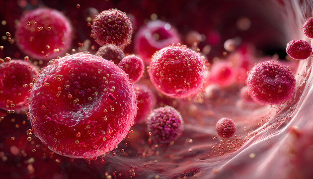 Red blood cells travel through a human artery, illustrating the dynamic environment of blood flow. The image shows immune cells responding to the presence of bacteria within the bloodstream