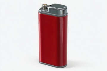 Red metal flask with chrome cap and knob silver