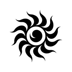 Obraz premium Stylized sun with spiral center in black and white on transparent background