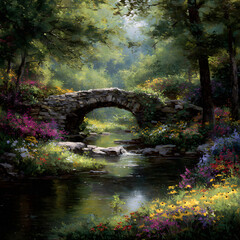 Tranquil Stone Bridge Amidt Verdant Wilderness: A Hiden Natural Sanctuary