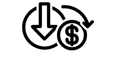 cost reduce icon vector. cost reduce sign icon for web site
