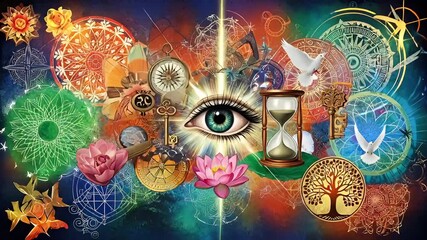 Unity, Balance, and Harmony: Mystical Eye, Symbols, and Abstract Art - Powered by Adobe