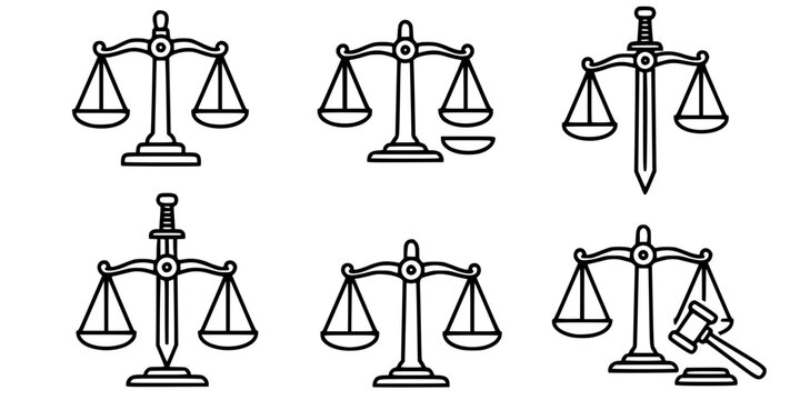 scales of justice icon set vector

