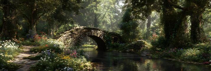 Tranquil Stone Bridge Amidt Verdant Wilderness: A Hiden Natural Sanctuary