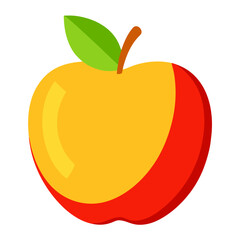Single sliced apple illustration with bright autum vector illustration