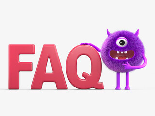 Fluffy, cute monster next to 