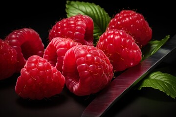  Minimalist Still Life of Raspberries and Knife 
