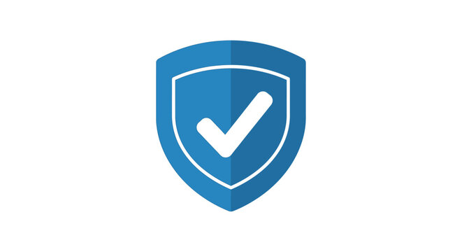 Blue shield icon with a white checkmark representing security and protection silhouette