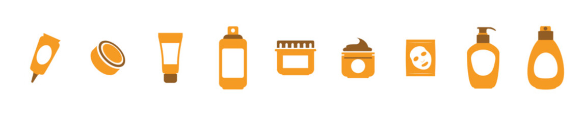 Cosmetic bottles collection hand drawn line art beauty product container set vector. Assortment of cosmetic and skincare product containers including bottles, jars, and tubes for beauty and personal.