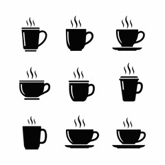 Coffee Cup Silhouette Set Vector – Hot Beverage Icons Collection