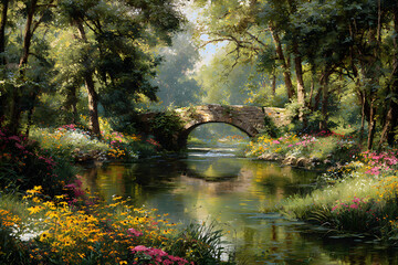 Tranquil Stone Bridge Amidt Verdant Wilderness: A Hiden Natural Sanctuary