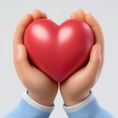 Two hands holding a red heart symbol love 1