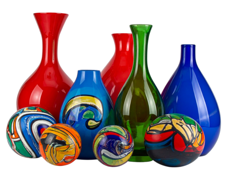 Vibrant Decorative Objects with Geometric and Abstract Patterns - Powered by Adobe