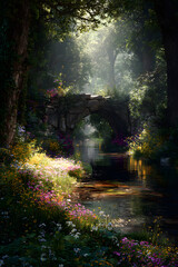 Tranquil Stone Bridge Amidt Verdant Wilderness: A Hiden Natural Sanctuary