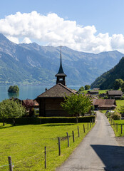 Iseltwald village in swiss alps