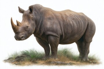 White rhinoceros standing on grassy ground animal wildlife 1