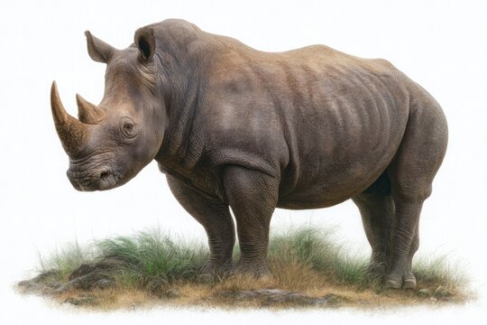 White rhinoceros standing on grassy ground animal wildlife 1