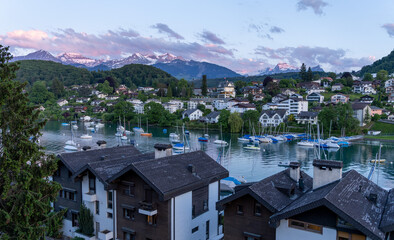 Spiez city in switzerland at sunshine moment of the day