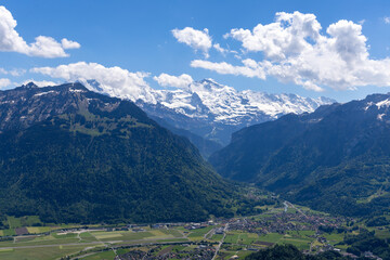 swiss alps with a view from Harder Kulm mountain in europe